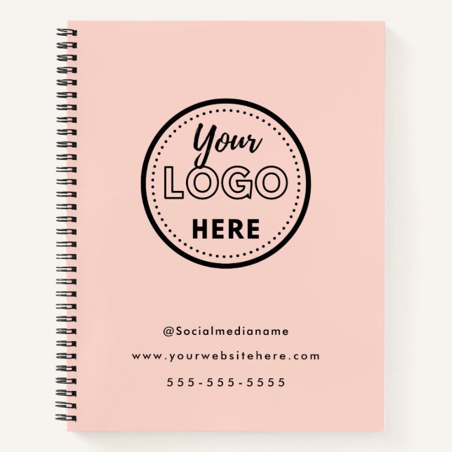 Berufliches Branding Minimalistisch-Rosa-Logo Notizbuch (Vorderseite)
