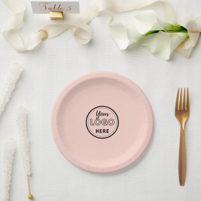 Berufliches Branding Minimalistisch-Rosa-Logo Pappteller (Hochzeit)