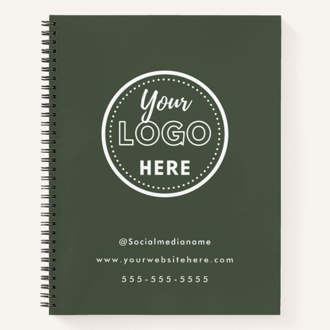 Berufliches Branding Minimalistisch-Waldgrün-Logo Notizbuch (Vorderseite)
