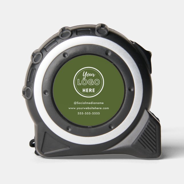 Berufliches Branding Minimalistisches Moss-Grün-Lo Maßband (Vorderseite)
