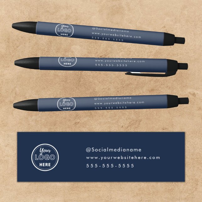 Berufliches Branding Minimalistisches Navy Blue Lo Kugelschreiber (Von Creator hochgeladen)