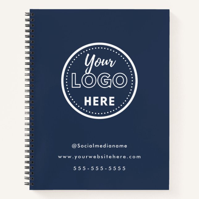 Berufliches Branding Minimalistisches Navy Blue Lo Notizbuch (Vorderseite)