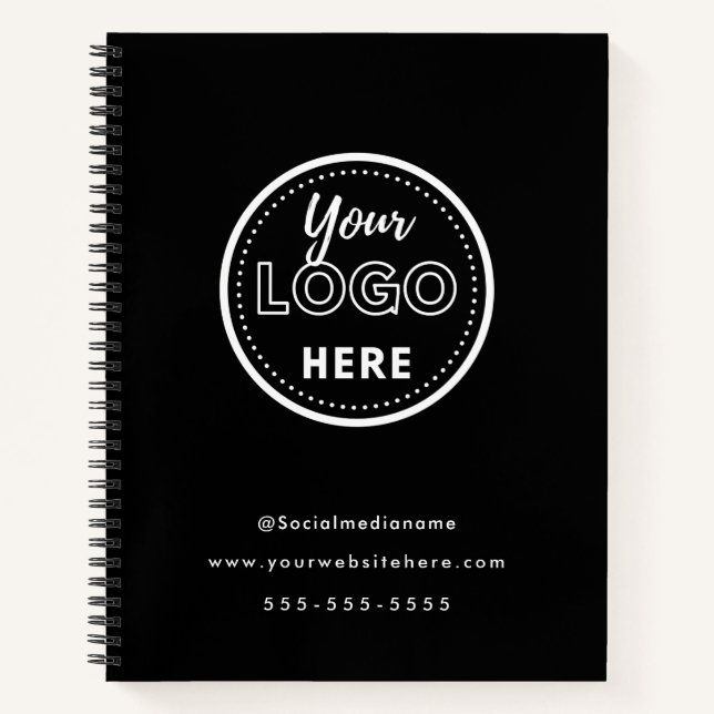 Berufliches Branding - Minimalistisches Schwarzes  Notizbuch (Vorderseite)