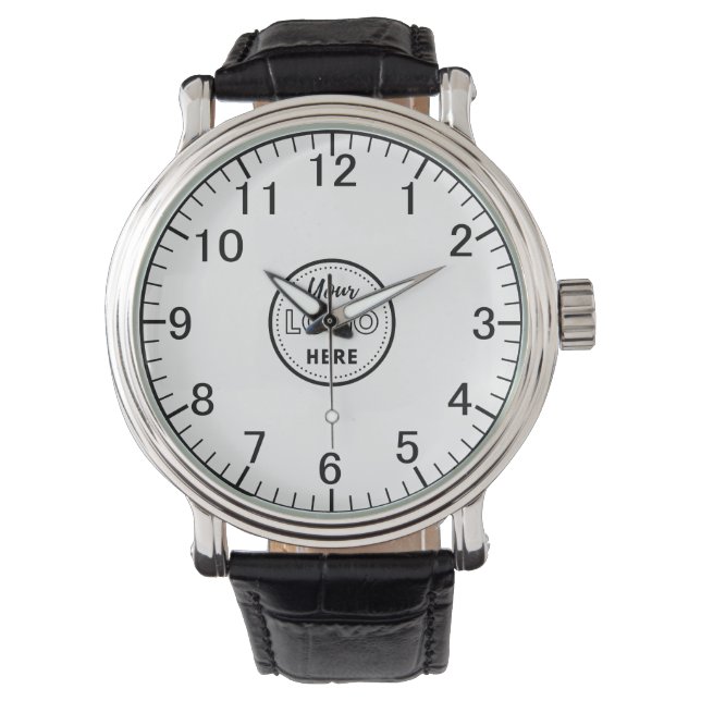 Berufliches Branding Minimalistisches weißes Werbe Armbanduhr (Vorderseite)