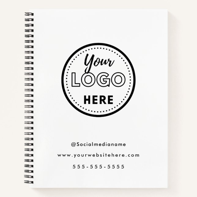 Berufliches Branding Minimalistisches weißes Werbe Notizbuch (Vorderseite)