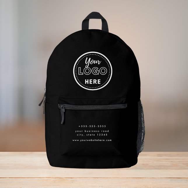 Berufliches Branding - Modern Black Promo-Logo Bedruckter Rucksack (Von Creator hochgeladen)