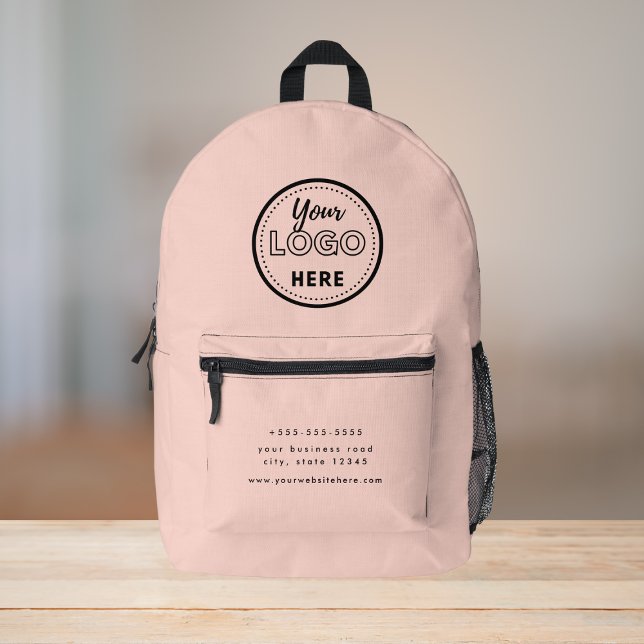 Berufliches Branding - Modern Blush-Pink-Promo-Log Bedruckter Rucksack (Von Creator hochgeladen)