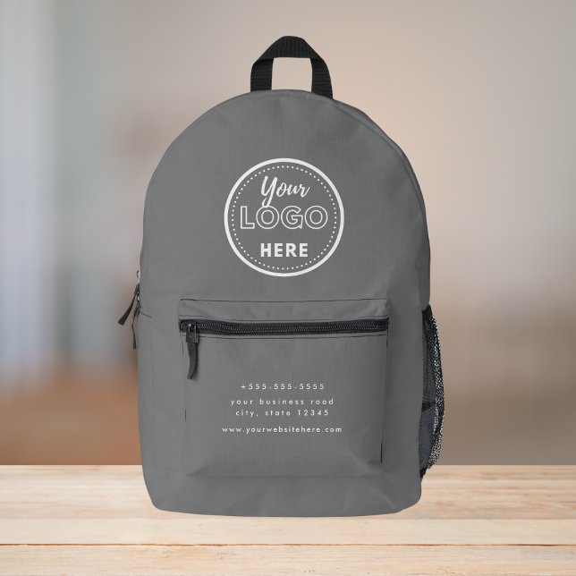 Berufliches Branding Modernes Graues Promo-Logo Bedruckter Rucksack (Von Creator hochgeladen)