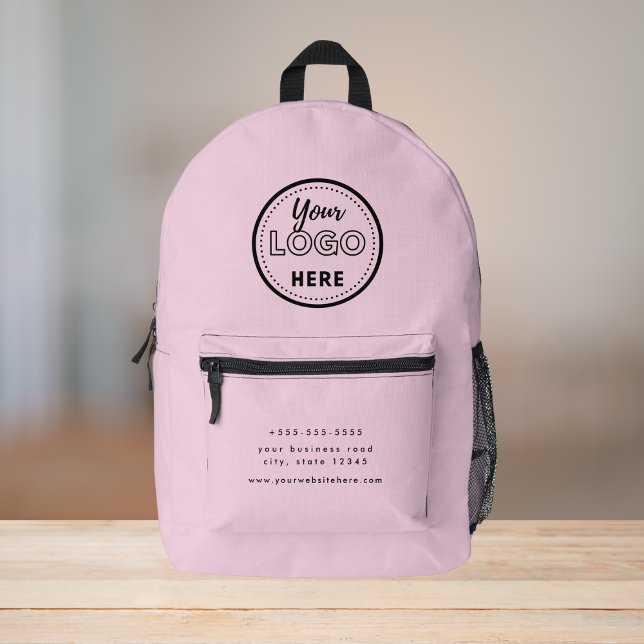 Berufliches Branding Modernes rosa Promo-Logo Bedruckter Rucksack (Von Creator hochgeladen)