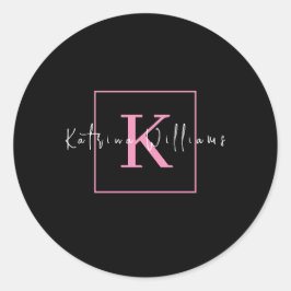 Berufliches Brandinglogo Schwarz-Rosa-Monogramm Runder Aufkleber