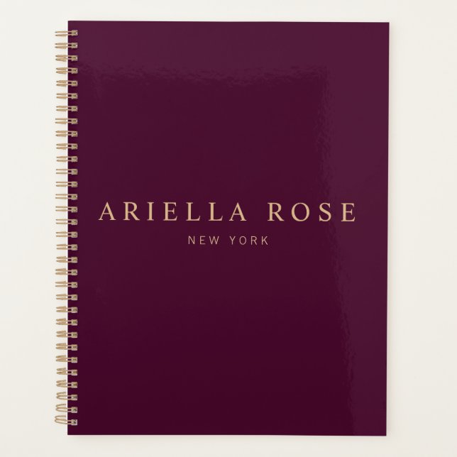 Berufliches Burgund Modernes Elegantes Planer (Vorderseite)