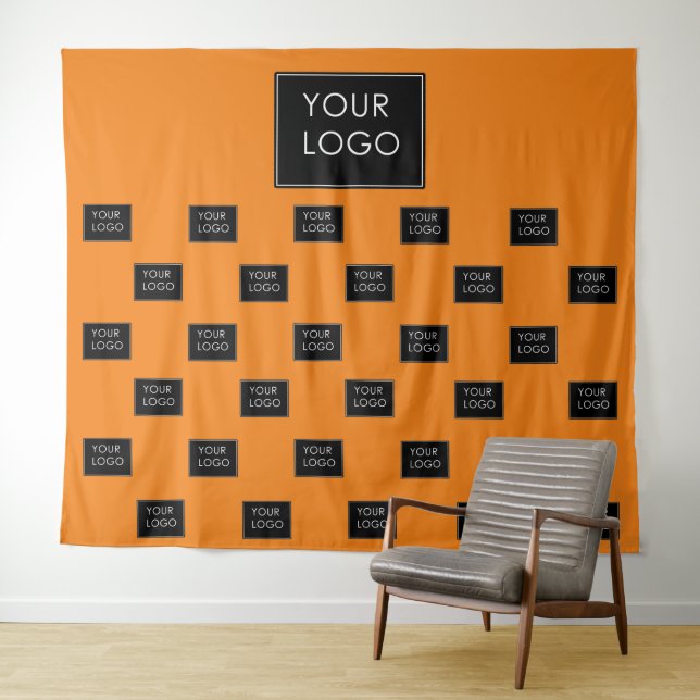 Berufliches Business-Logo Orange Hintergrund Wandteppich (Beispiel (Horizontal))