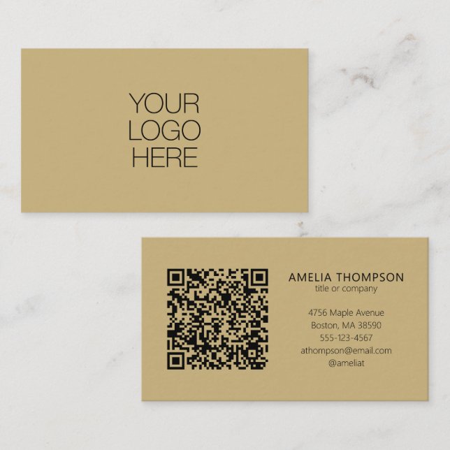 Berufliches Business-Logo Tab Brown QR-Code Visitenkarte (Vorne/Hinten)