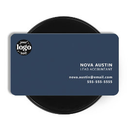 Berufliches, einfaches Blue-Minimal-Design mit Log Visitenkarte