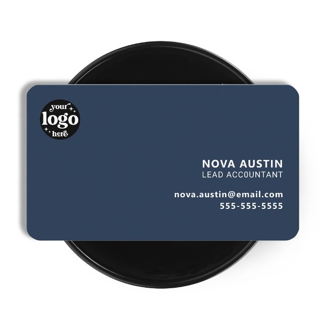 Berufliches, einfaches Blue-Minimal-Design mit Log Visitenkarte (Von Creator hochgeladen)