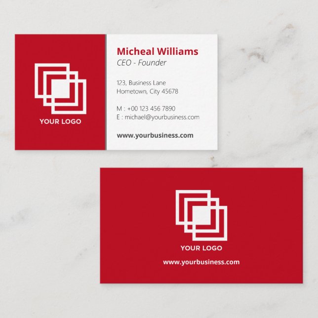 Berufliches, einfaches Corporate Red Gray Business Visitenkarte (Vorne/Hinten)