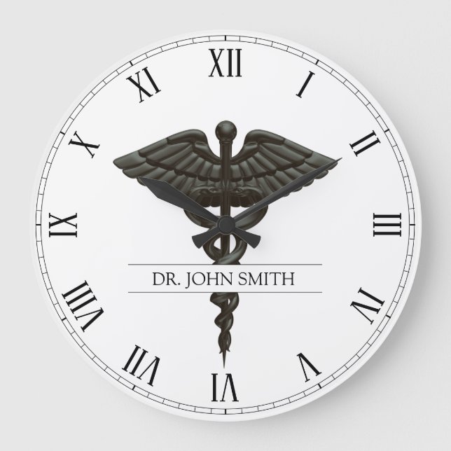 Berufliches einfaches medizinisches Caduceus Schwa Große Wanduhr (Vorderseite)