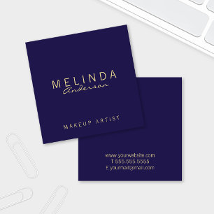 Berufliches einfaches, modernes Navy Blue und Gold Quadratische Visitenkarte