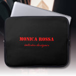Berufliches Einfaches Neonrot Schwarz Laptopschutzhülle<br><div class="desc">Minimalistischer Schwarzer Soli-Farbhintergrund und Neon Red modernen Schriftart Laptop-Hülle. Personalisieren Sie Ihre individuelle Verwendung. Klicken Sie auf die Schaltfläche "Anpassen",  um die Hintergrundfarbe,  die Schriftart-Stile und die Schriftart-Farbe zu ändern. Klassisches Design | Elegantes Produkt | Trendige Farben | Stilvoll und modern | Berufliches Geschäftsdesign</div>