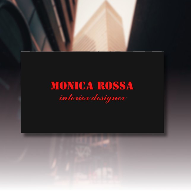 Berufliches Einfaches Neonrot Schwarz Visitenkarte (Von Creator hochgeladen)