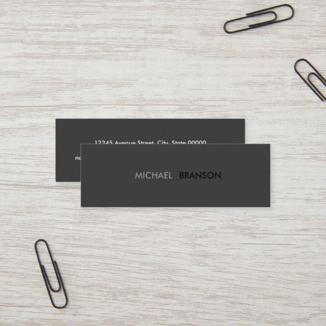Berufliches, einfaches Schwarz Minimalistisch Mini Visitenkarte (Vorderseite/Rückseite Beispiel)