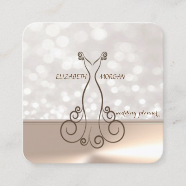 Berufliches Elegant Chic Bokeh, Kleid Quadratische Visitenkarte (Vorderseite)