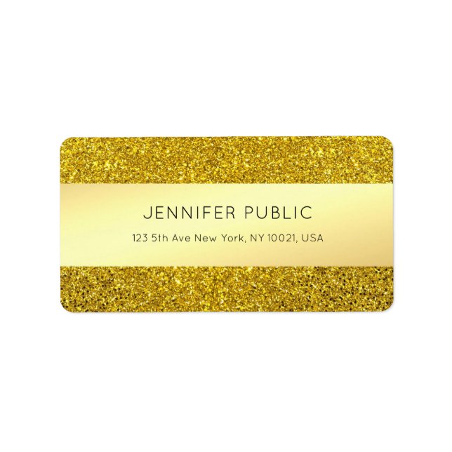 Berufliches elegantes Gold Glitzer Template Modern Adressaufkleber (Vorne)