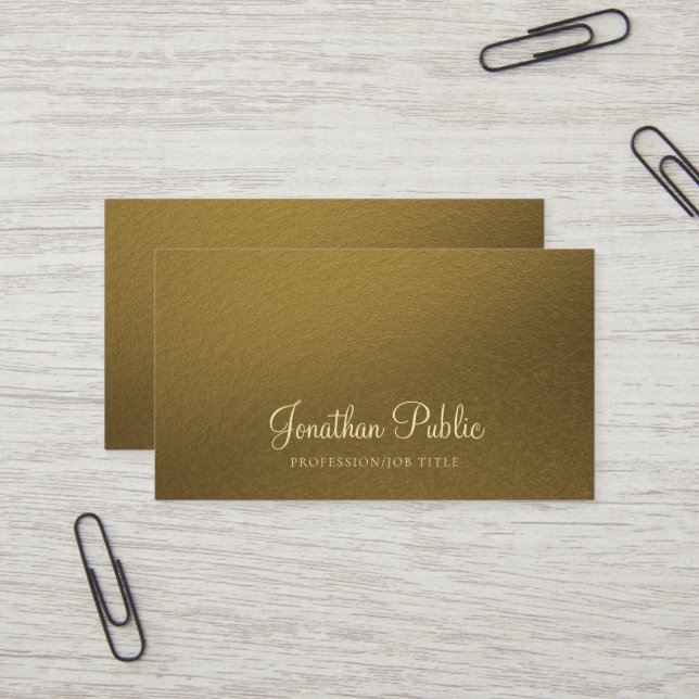 Berufliches elegantes Gold Look Modernes Deluxe Visitenkarte (Vorderseite/Rückseite Beispiel)
