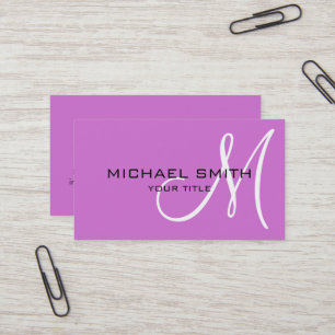 Berufliches elegantes Monogramm Schlicht Mauve Visitenkarte