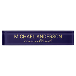 Berufliches Elegantes Navy Blue und Gold Namensplakette