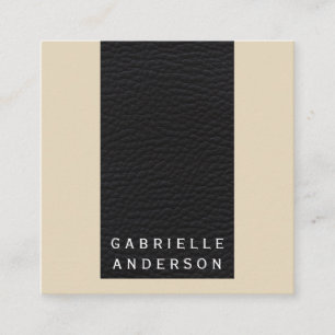 Berufliches, elegantes schwarzes Leder / Schwarz Quadratische Visitenkarte