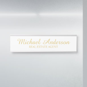 Berufliches, elegantes Script White und Gold Türschild