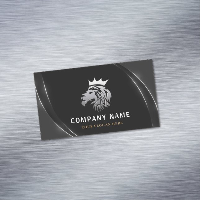 Berufliches, elegantes Silver Lion Logo Magnetische Visitenkarte (Beispiel)