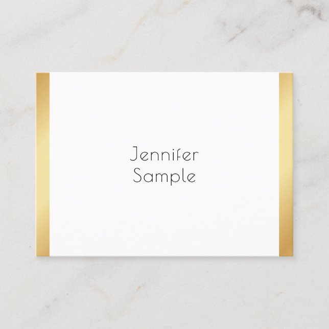 Berufliches ElegantTrendy Template Gold Weiß Visitenkarte (Vorderseite)