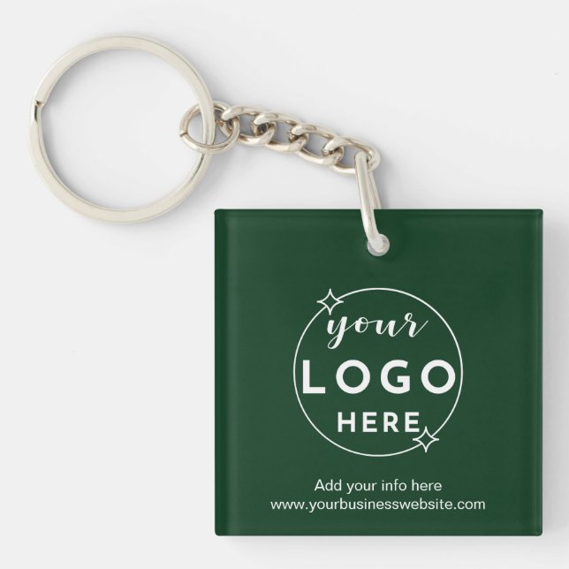 Berufliches Firmenlogo Minimalistisch grün Schlüsselanhänger (Vorderseite)