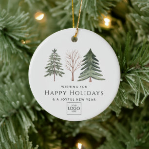 Berufliches Firmenlogo Minimalistisch Weihnachtsfe Keramik Ornament
