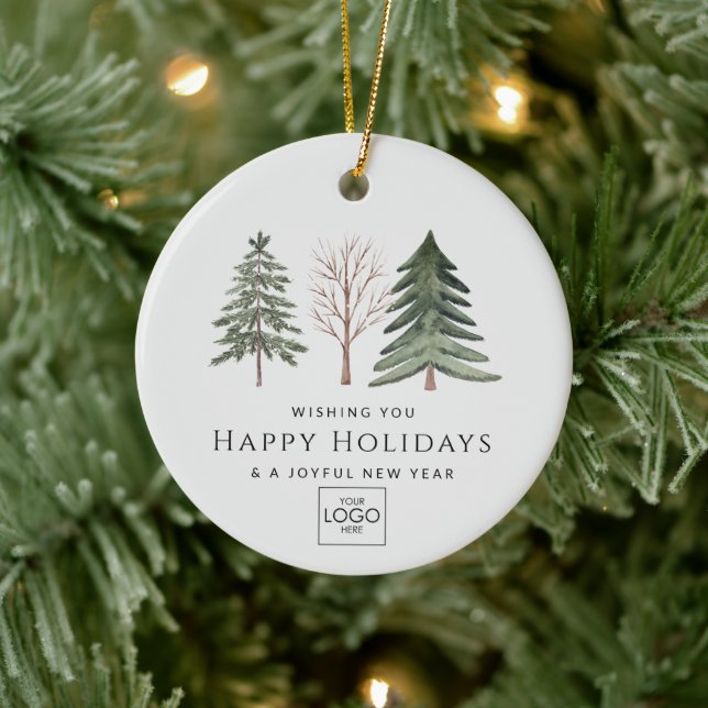 Berufliches Firmenlogo Minimalistisch Weihnachtsfe Keramik Ornament (Baum)