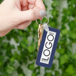 Berufliches Firmenlogo - QR-Code blau Schlüsselanhänger