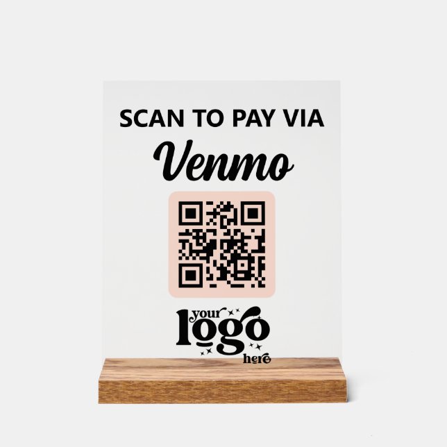 Berufliches Firmenlogo QR Code Business Pink Acrylschild (Vorderseite)