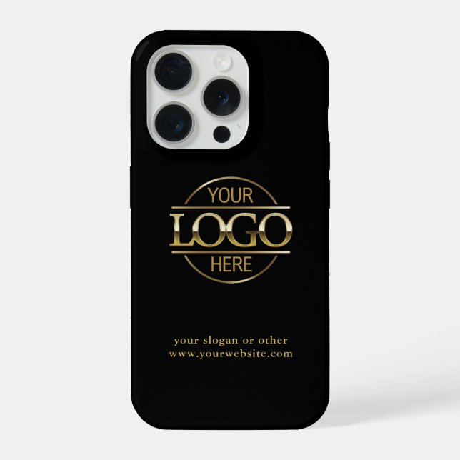 Berufliches Firmenlogo | Schwarzer Minimal iPhone 15 Pro Hülle (Rückseite)