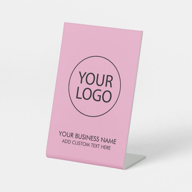 Berufliches Firmenlogo und Textfirma rosa Sockelschild (Vorderseite)