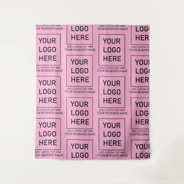 Berufliches Firmenlogo und Textfirma rosa Wandteppich (Vorderseite)