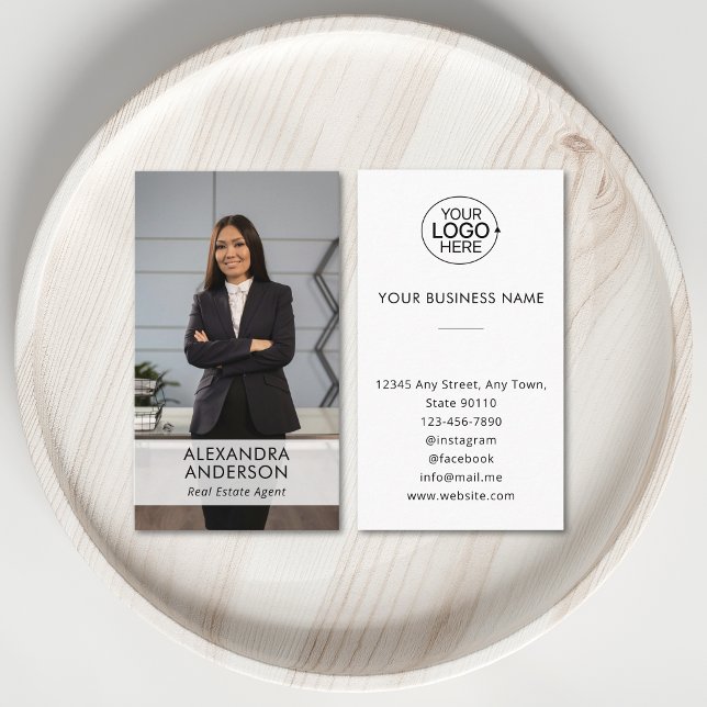 Berufliches Foto für elegante Business-Logos Visitenkarte (Elegant Business Logo Professional Photo Minimal Business Card)