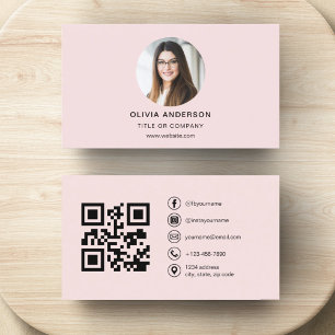 Berufliches Foto Rosa QR-Kodex Soziale Medien Visitenkarte
