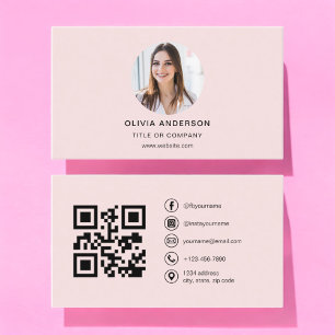 Berufliches Foto Rosa QR-Kodex Soziale Medien Visitenkarte