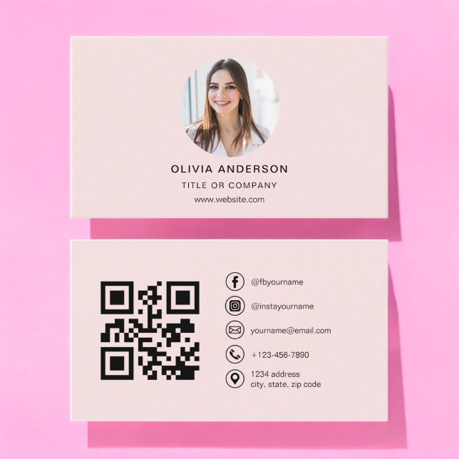 Berufliches Foto Rosa QR-Kodex Soziale Medien Visitenkarte (Von Creator hochgeladen)