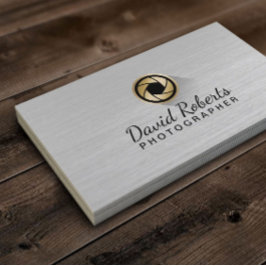 Berufliches Fotografy Gold Camera Shutter Logo Visitenkarte
