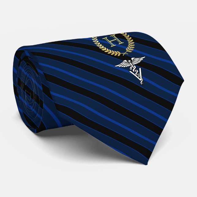Berufliches gerahmtes Monogramm-Veterinärblau Krawatte (Gerollt)