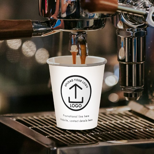 Berufliches Geschäftslogo und Text Pappbecher (White Simple Professional Business Logo & Text Paper Cups)