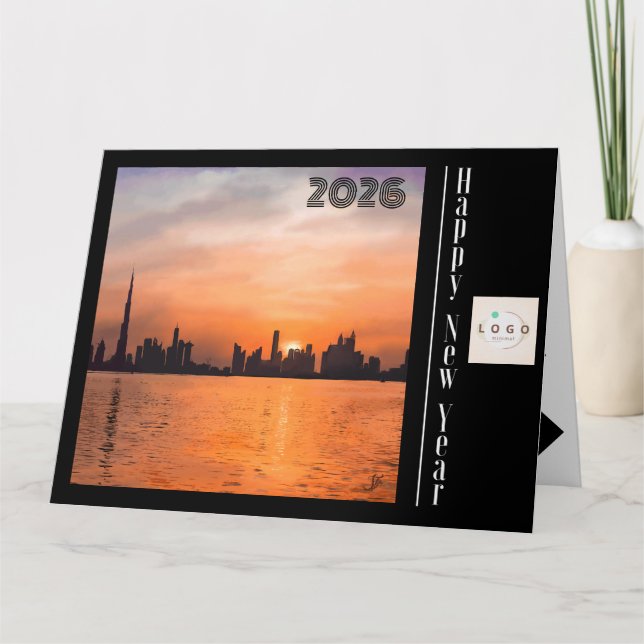 Berufliches Glück im neuen Jahr - Sonnenuntergang Karte (Vorderseite)